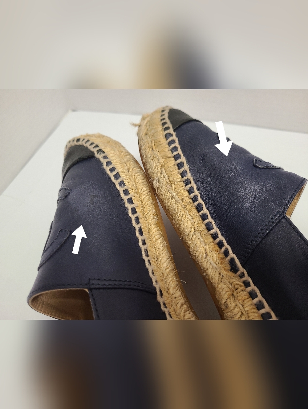 Chanel CC Logo Navy & Black Lambskin Leather Espadrilles Flats Sz 39 US 8 - Picture 16 of 16